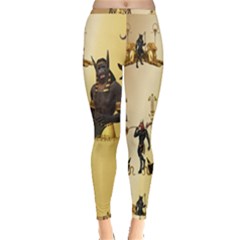 Anubis The Egyptian God Pattern Inside Out Leggings by FantasyWorld7