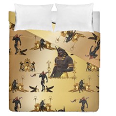 Anubis The Egyptian God Pattern Duvet Cover Double Side (queen Size) by FantasyWorld7