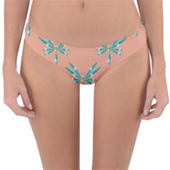 Turquoise Dragonfly Insect Paper Reversible Hipster Bikini Bottoms by Alisyart