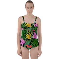 Tropical Greens Twist Front Tankini Set by Sobalvarro