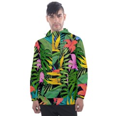 Tropical Greens Men s Front Pocket Pullover Windbreaker by Sobalvarro