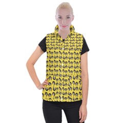 Retro Girl Daisy Chain Pattern Yellow Women s Button Up Vest