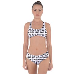 Retro Girl Daisy Chain Pattern White Criss Cross Bikini Set by snowwhitegirl