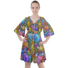 Apo Flower Power Boho Button Up Dress by WolfepawFractals