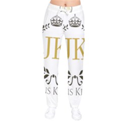 Jk Logo Women Velvet Drawstring Pants by Jeanskings
