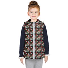 Vintage Hippie Girl Pattern Black Kids  Hooded Puffer Vest