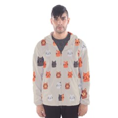 Cat Faces Pattern Men s Hooded Windbreaker