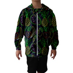 Neon Fruit Seamless Pattern Kids  Hooded Windbreaker