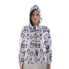 Black And White Summer Vector Pattern Women s Hooded Windbreaker