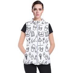 Black And White Summer Vector Pattern Women s Puffer Vest by Vaneshart