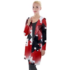 Black And Red Multi Direction Hooded Pocket Cardigan