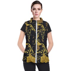 Floral Pattern Background Women s Puffer Vest by Vaneshart