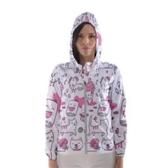 Set Kawaii Doodles Women s Hooded Windbreaker