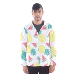 Vector Seamless Pattern With Pineapples Men s Hooded Windbreaker