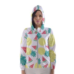 Vector Seamless Pattern With Pineapples Women s Hooded Windbreaker