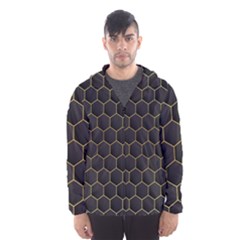 Hexagon Black Background Men s Hooded Windbreaker