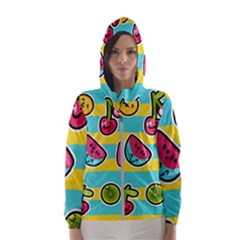 Summer Fruits Patterns Women s Hooded Windbreaker