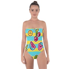 Summer Fruits Patterns Tie Back One Piece Swimsuit