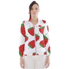 Seamless Pattern Fresh Strawberry Women s Windbreaker