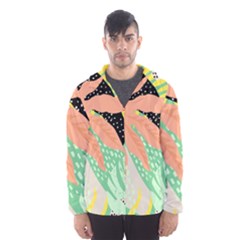 Abstract Seamless Pattern With Tropical Leaves Hand Draw Texture Vector Men s Hooded Windbreaker