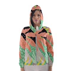 Abstract Seamless Pattern With Tropical Leaves Hand Draw Texture Vector Women s Hooded Windbreaker