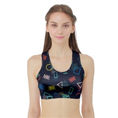 Memphis Seamless Patterns Abstract Jumble Textures Sports Bra With Border by Vaneshart