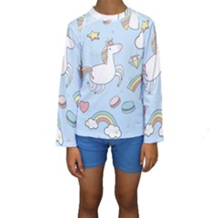 Unicorn Seamless Pattern Background Vector Kids  Long Sleeve Swimwear by Sobalvarro