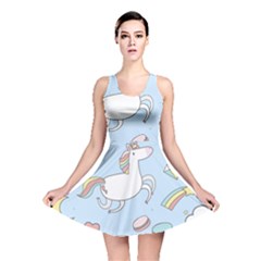 Unicorn Seamless Pattern Background Vector Reversible Skater Dress by Sobalvarro