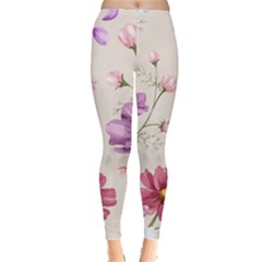 Vector Hand Drawn Cosmos Flower Pattern Leggings  by Sobalvarro