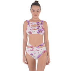 Vector Hand Drawn Cosmos Flower Pattern Bandaged Up Bikini Set  by Sobalvarro