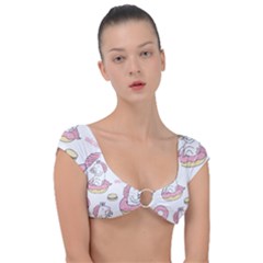 Unicorn Seamless Pattern Background Vector (1) Cap Sleeve Ring Bikini Top by Sobalvarro