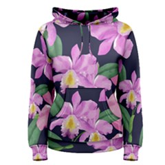 Vector Hand Drawn Orchid Flower Pattern Women s Pullover Hoodie by Sobalvarro