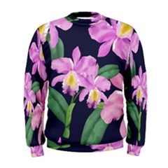 Vector Hand Drawn Orchid Flower Pattern Men s Sweatshirt by Sobalvarro