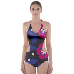 Vector Seamless Flower And Leaves Pattern Cut-out One Piece Swimsuit by Sobalvarro