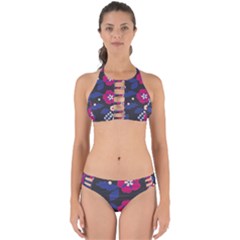 Vector Seamless Flower And Leaves Pattern Perfectly Cut Out Bikini Set by Sobalvarro