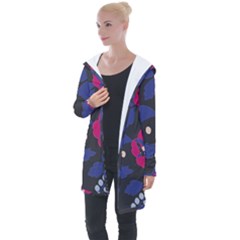 Vector Seamless Flower And Leaves Pattern Longline Hooded Cardigan by Sobalvarro