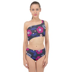 Vector Seamless Flower And Leaves Pattern Spliced Up Two Piece Swimsuit by Sobalvarro