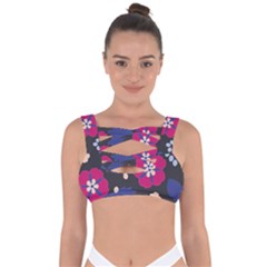 Vector Seamless Flower And Leaves Pattern Bandaged Up Bikini Top by Sobalvarro