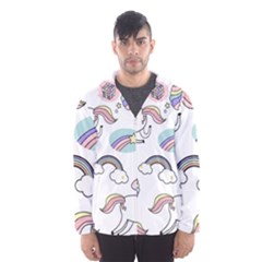 Cute Unicorns With Magical Elements Vector Men s Hooded Windbreaker by Sobalvarro
