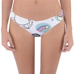 Cute Unicorns With Magical Elements Vector Reversible Hipster Bikini Bottoms by Sobalvarro