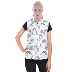 Cute Unicorns With Magical Elements Vector Women s Button Up Vest by Sobalvarro