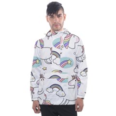 Cute Unicorns With Magical Elements Vector Men s Front Pocket Pullover Windbreaker by Sobalvarro