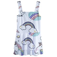 Cute Unicorns With Magical Elements Vector Kids  Layered Skirt Swimsuit by Sobalvarro