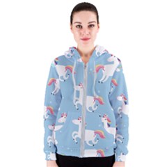 Unicorn Seamless Pattern Background Vector (2) Women s Zipper Hoodie by Sobalvarro