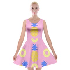 Pop Art Pineapple Seamless Pattern Vector Velvet Skater Dress by Sobalvarro