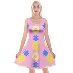 Pop Art Pineapple Seamless Pattern Vector Reversible Velvet Sleeveless Dress by Sobalvarro