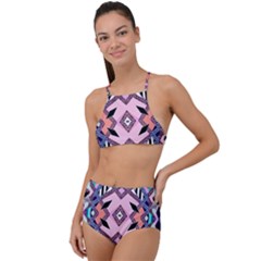 Marble Texture Print Fashion Style Patternbank Vasare Nar Abstract Trend Style Geometric High Waist Tankini Set by Sobalvarro