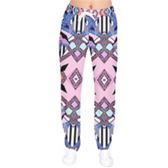 Marble Texture Print Fashion Style Patternbank Vasare Nar Abstract Trend Style Geometric Women Velvet Drawstring Pants by Sobalvarro