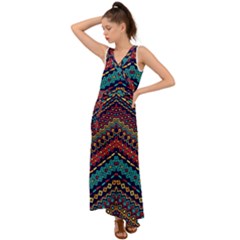 Ethnic  V-neck Chiffon Maxi Dress by Sobalvarro