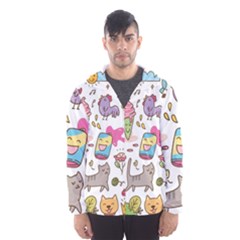 Set Kawaii Doodles Men s Hooded Windbreaker